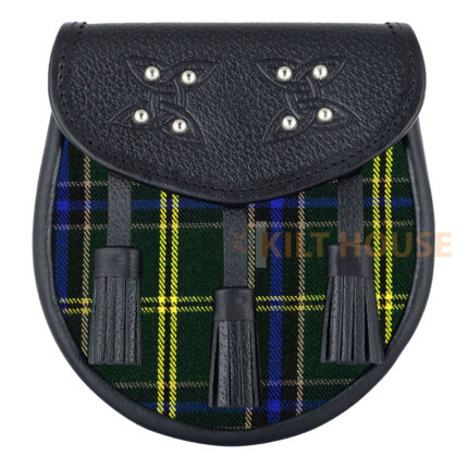 Scottish Sporran US Army Tartan Black Leather