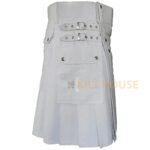 Men's White Cotton Utility Kilt with Front Buttons - Image 2