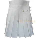 Men's White Cotton Utility Kilt with Front Buttons - Image 3